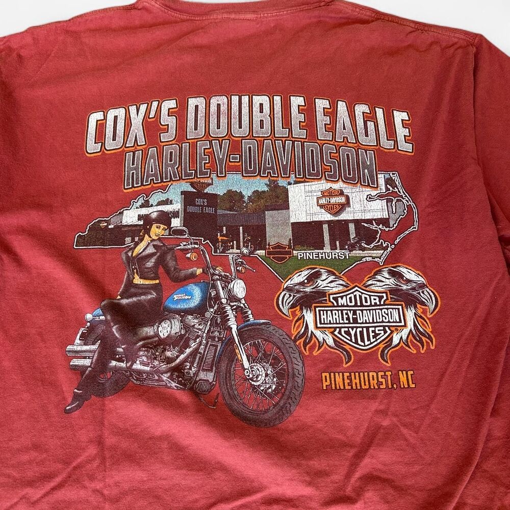 Harley Davidson crazy back hit chopper girl graphic tee shirt